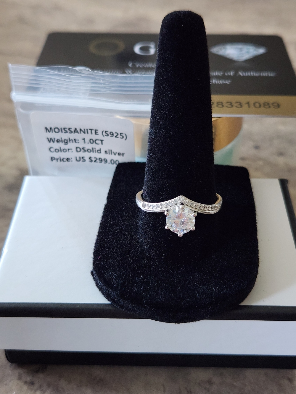 Silver Moissanite Engagement Ring